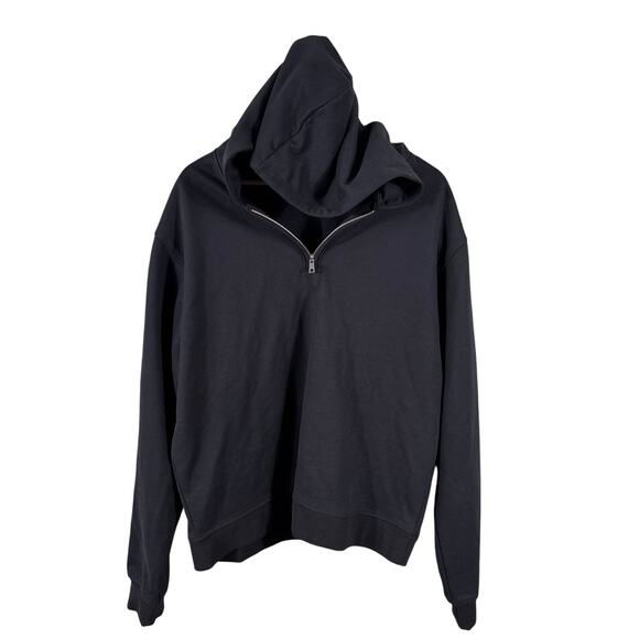 Zara Jackets & Blazers - Zara Women's Size Large Black Hooded Quarter Zip Pullover Hoodie Sweater Jacket